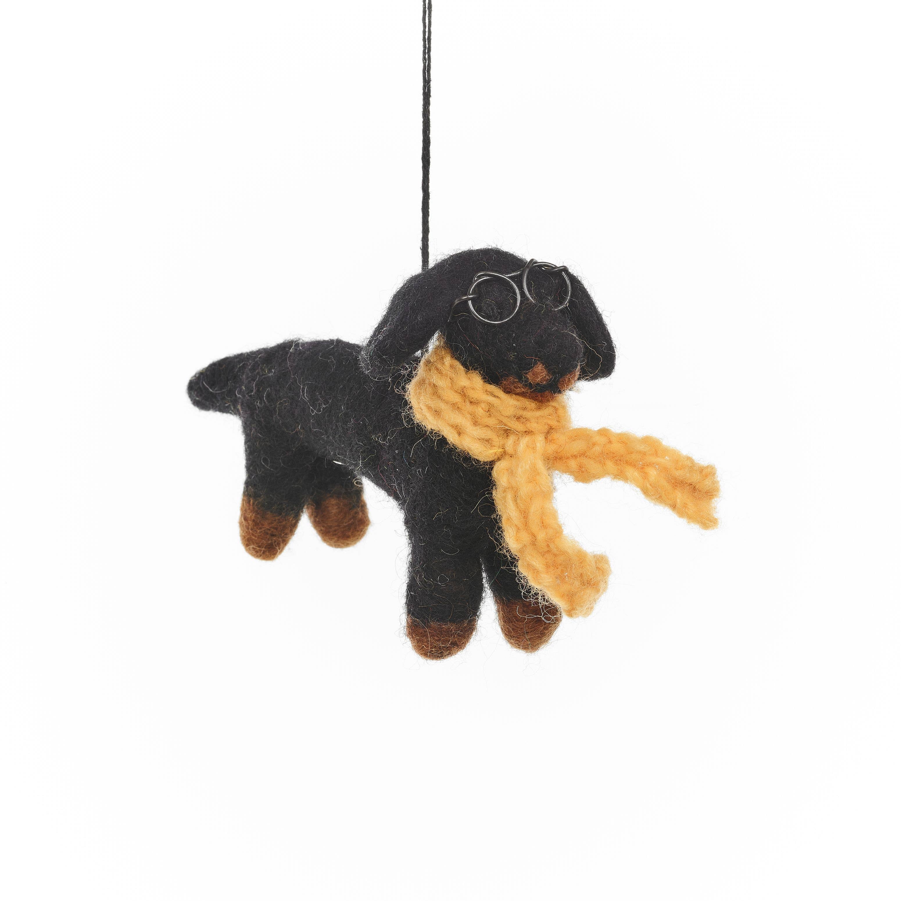 Felt So Good – wholesale Ornament – Handmade Felt Douglas the Dachshund Dog Decoration2