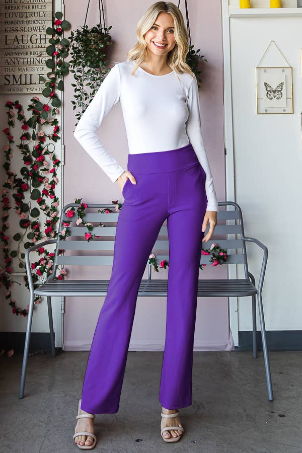 Pink Irene Wholesale - Wholesale Pants - Women's - PLUS FLARE PANTS WITH SIDE WAIST BAND AND POCKET11