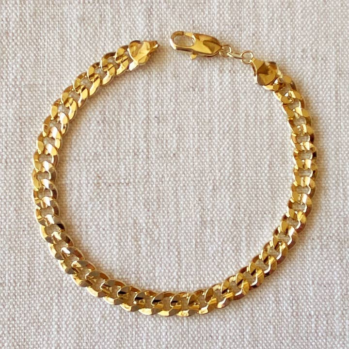 GoldFi - Wholesale Link & Chain Bracelet - 18k Gold Filled Unisex Cuban Link Bracelet Ankle0