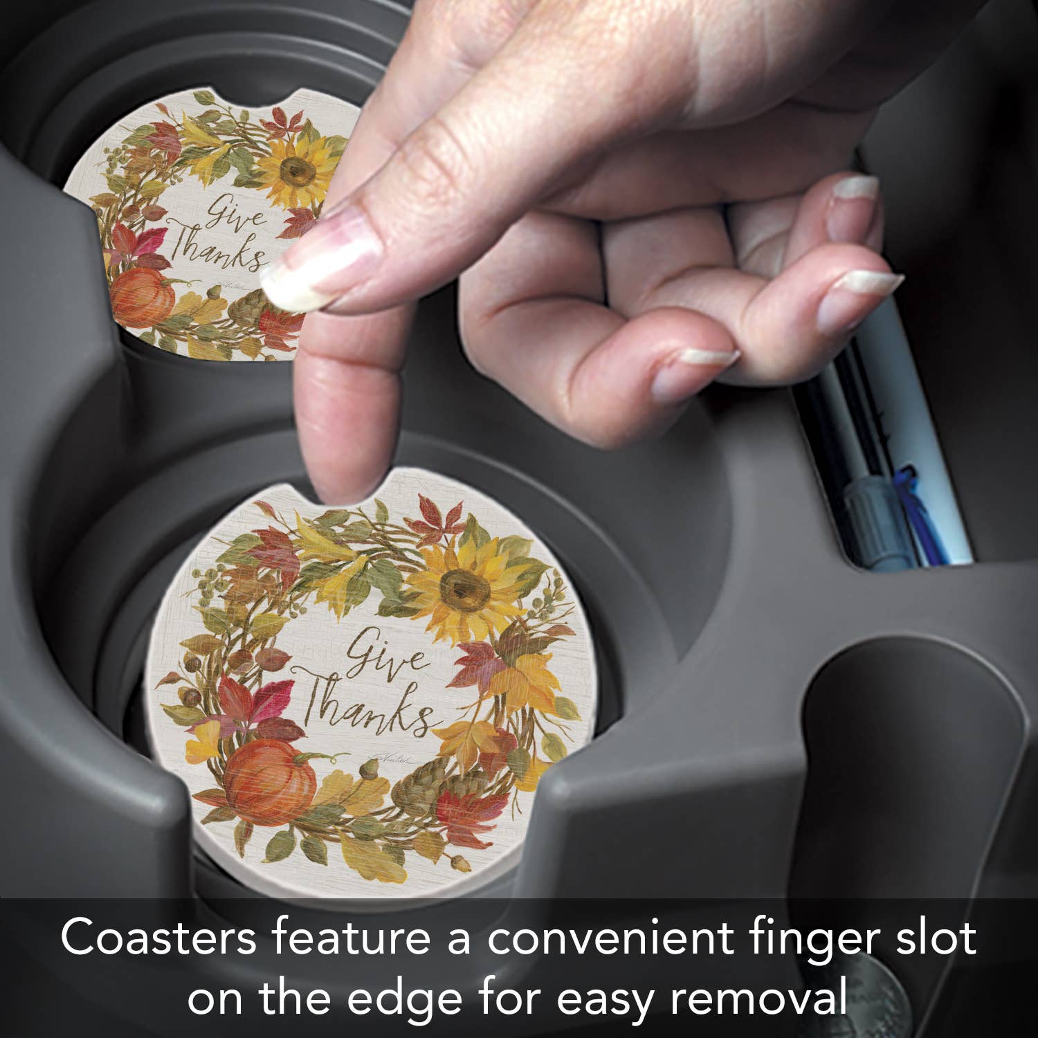 Conimar Promotions - Wholesale Coasters - "Fall Splendor" Stone Car Coaster  BULK NO PACKAGING     2