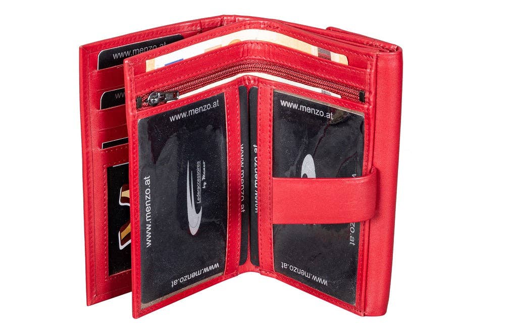 rouge Menzo 7013 portefeuille pour femme rouge / cuir nappa en vente sur Faire1