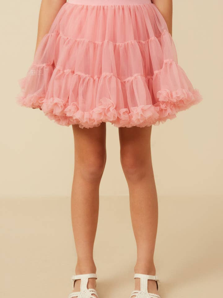 Saia de bainha com babados em camadas duplas para menina por atacado de Hayden LA