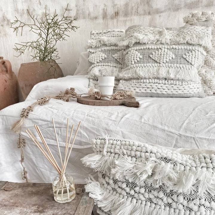 Loft & Daughter – wholesale Throw pillow cover – Recycled Tassel Diamond Cushion Cover7