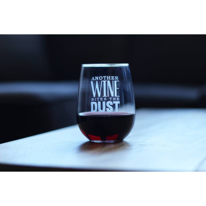 bevvee - Wholesale Wine Glass - Bites the Dust Stemless Wine Glass - Funny Gifts and Decor1