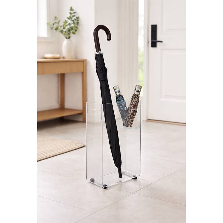 Krifts Products – Suporte para guarda-chuva por atacado – Suporte Slim para Guarda-Chuvas em Acrílico Artesanal com Pés Dourados