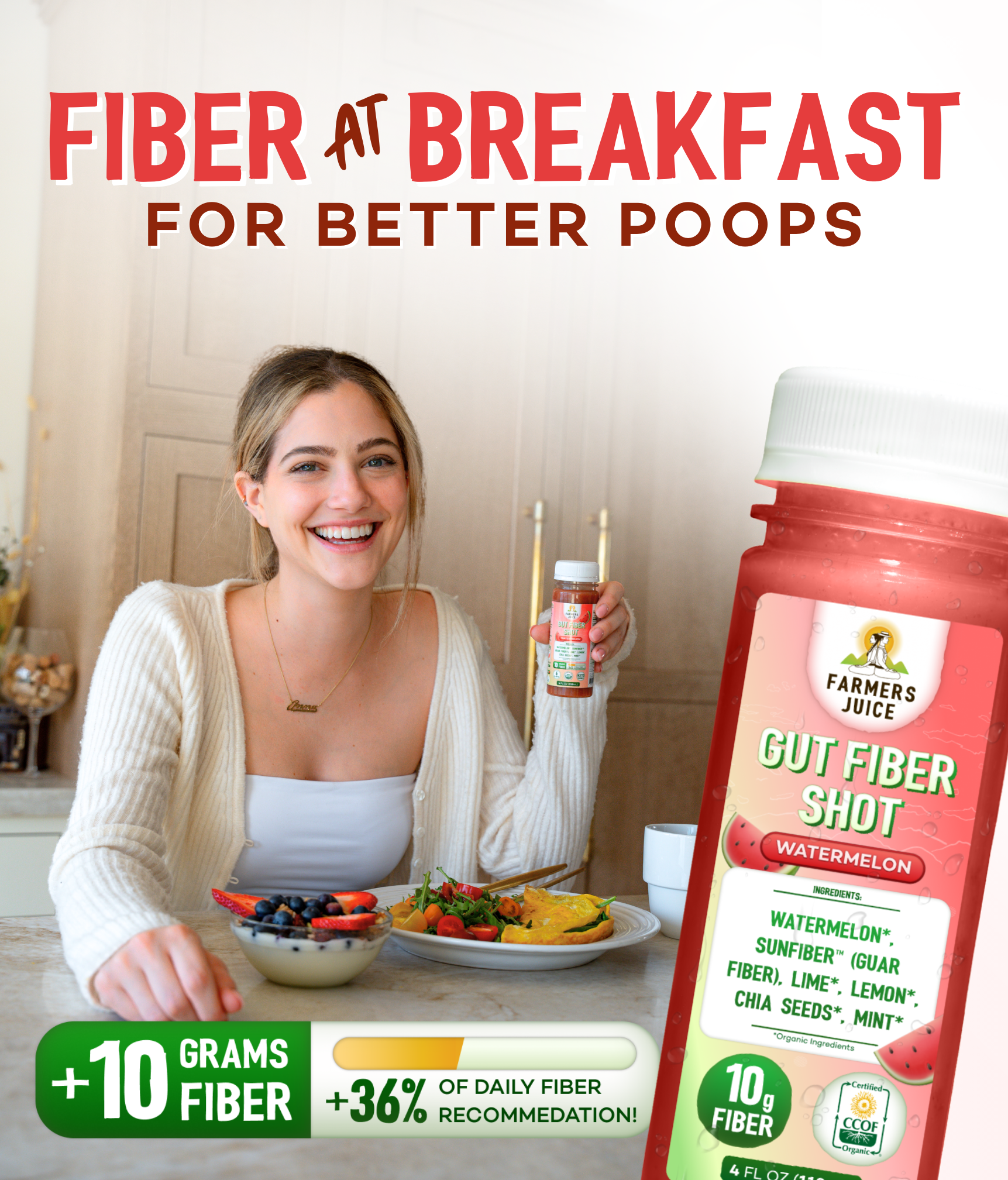 Farmer's Juice - Wholesale Wellness Juice/Tonic - Gut Fiber Shot Blueberry | 24 Shots5