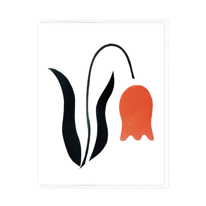 ORANGE MODERN BOLD FLORAL BLANK GREETING CARD for wholesale by Ever Pollen Print Shop