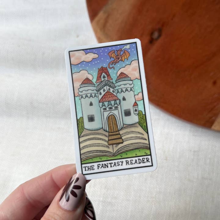 The Fantasy Reader Book Tarot Card Sticker for wholesale by Big Moods