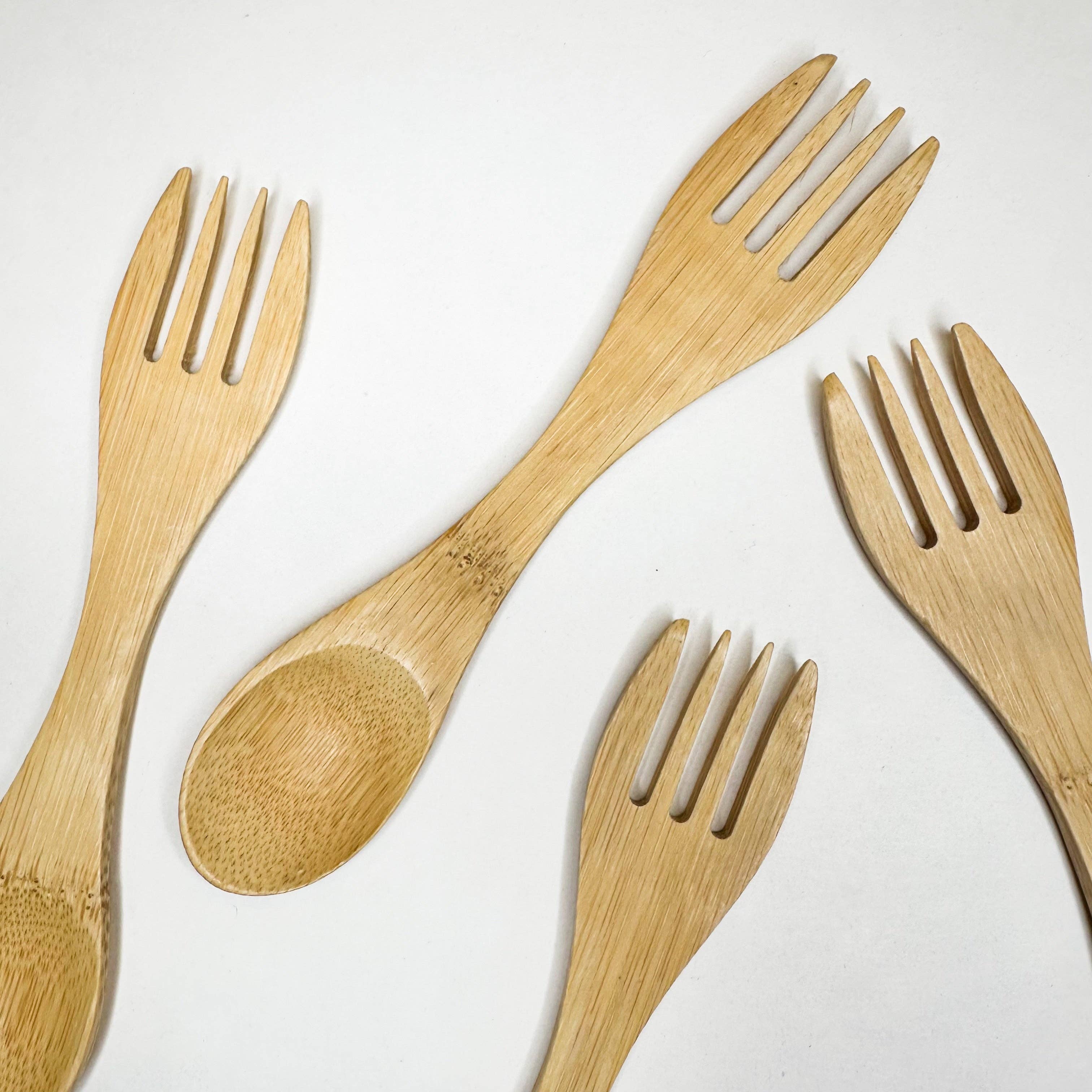 Smile Boutiques - Wholesale Kitchen Spoon - Natural Bamboo Spork – Perfect for Travel and Dining Out1
