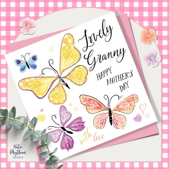 Lovely Granny Happy Mother’s Day with love - butterfly for wholesale by Katie Phythian Design