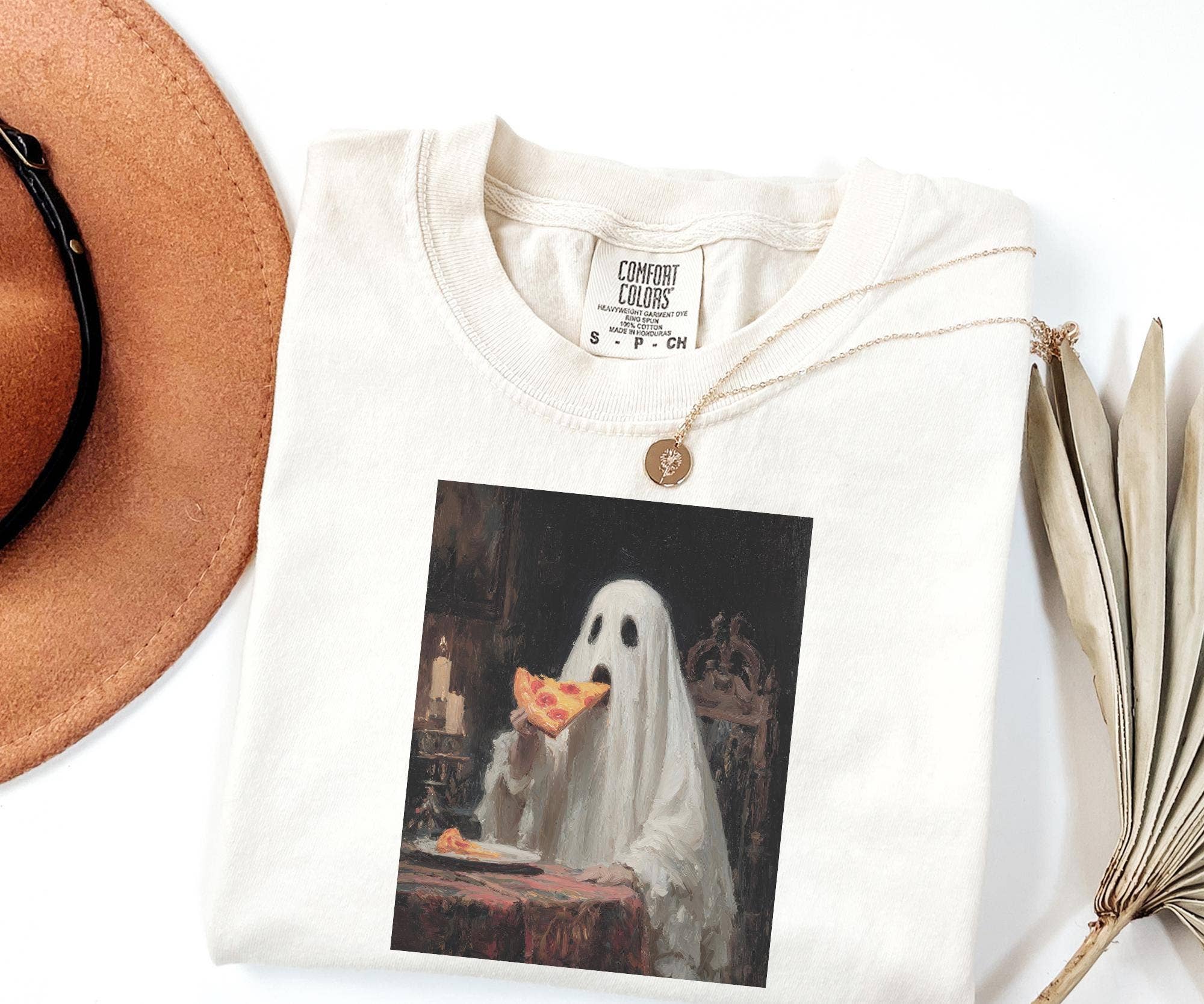 Glaime - Vente T-shirt à imprimés – femme - T-shirt rétro drôle de fantôme Comfort Colors, pull de Halloween2