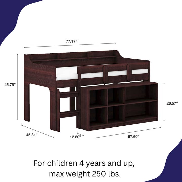 BK Funiture and Busy Kids - Wholesale Bed – Child & Baby - Hamilton Loft Bed with Storage Unit - Espresso7