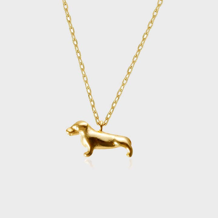 Collier Pendentif Chien - Plaqué Or pour la vente par Dalbit New York Jewelry