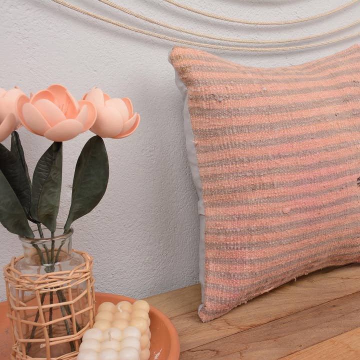 16x16 Turkish Kilim Ethnical Striped Vintage Pillow for wholesale by Kilim Pillow Decors