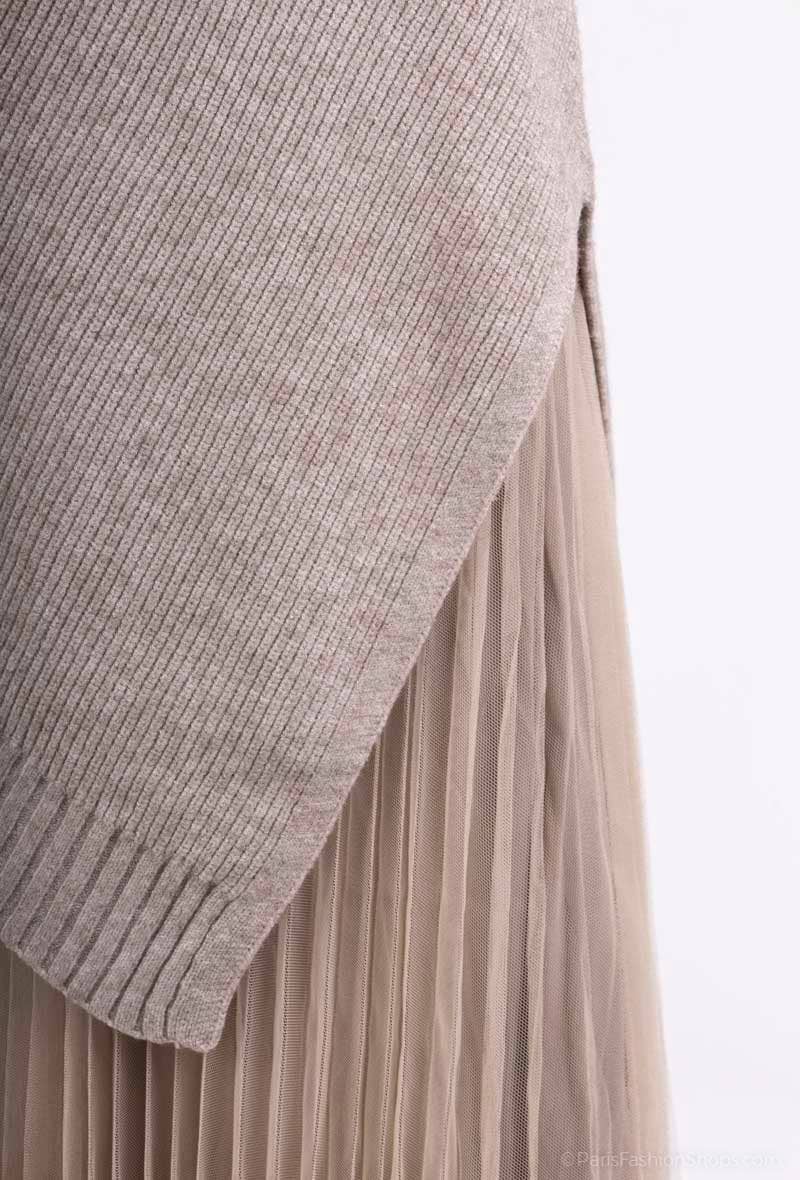 L'Emotion - Vente Ensemble haut et jupe - Femme - Ensemble Pull Col Roulé Asymétrique Coupe V & Robe11