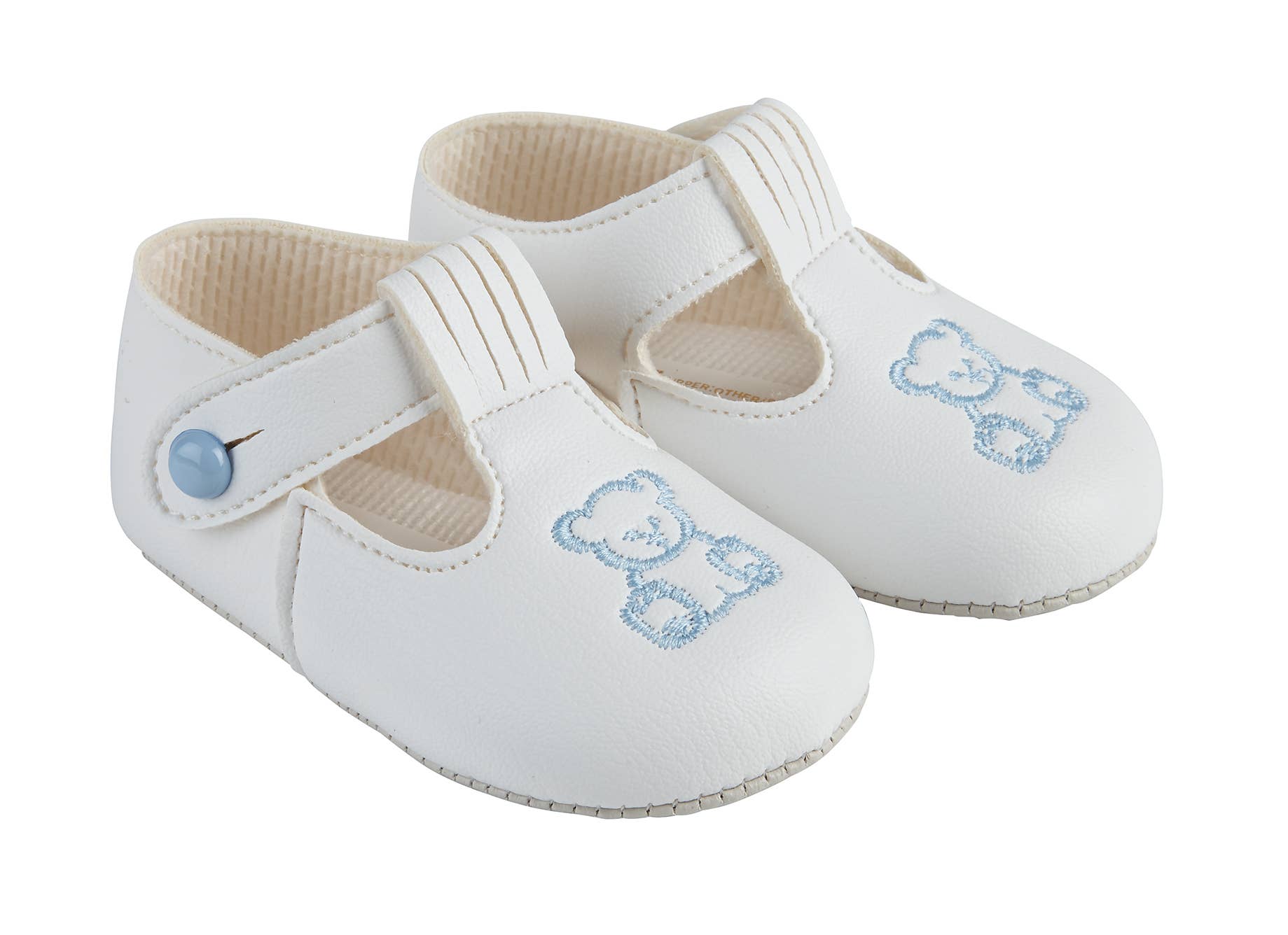 Early Days & Baypods - Wholesale Crib Shoes - Baby - B117 Soft sole baby shoes button T-bar with Teddy embroidery5