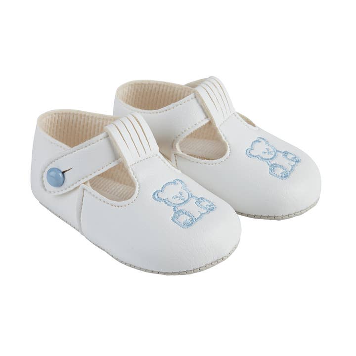 Early Days & Baypods - Wholesale Crib Shoes - Baby - B117 Soft sole baby shoes button T-bar with Teddy embroidery5