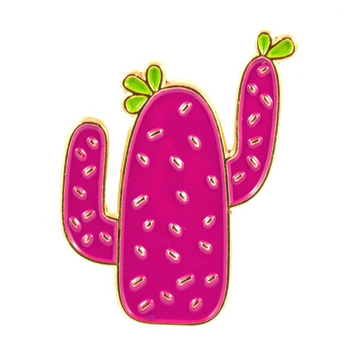 Roze cactus emaille pin voor wholesale door Justine Ma Design