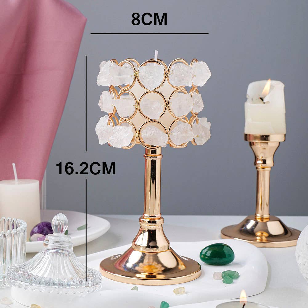 Crystolver (We Cover All Import Fees) – Suporte de vela por atacado – Porta Velas com Cluster de Pedras Naturais5