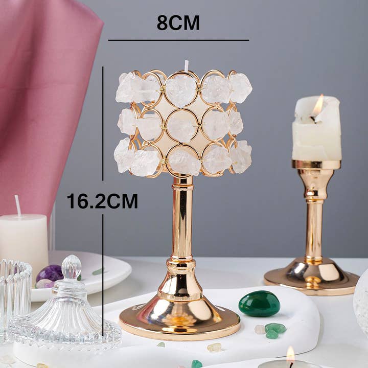 Crystolver (We Cover All Import Fees) – Suporte de vela por atacado – Porta Velas com Cluster de Pedras Naturais5