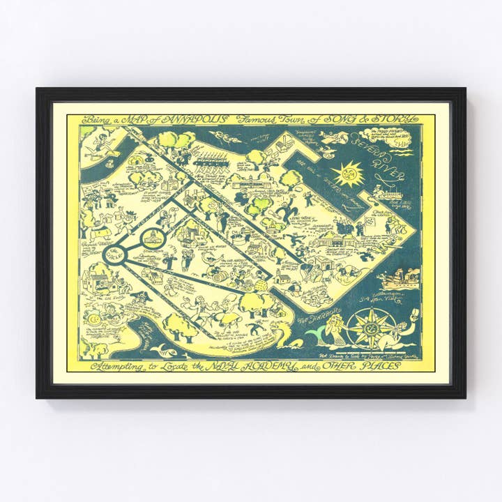 Vintage Map of Annapolis, Maryland 1932 for wholesale by Ted's Vintage Art