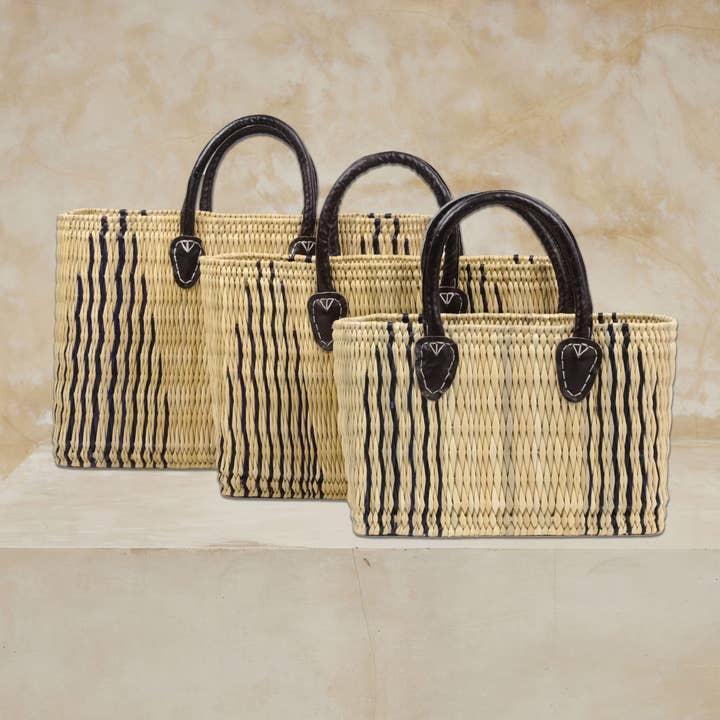 Set di 3 Ceste del Mercato Marocchino - Piramide di Mezzanotte per la vendita all'ingrosso da parte di The Winding Road