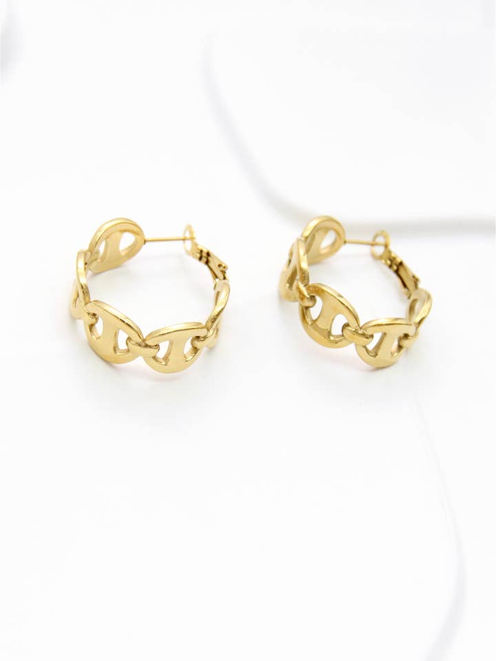 Stainless Steel Chain Hoop Earrings for wholesale by BELLISSIMA BIJOUX