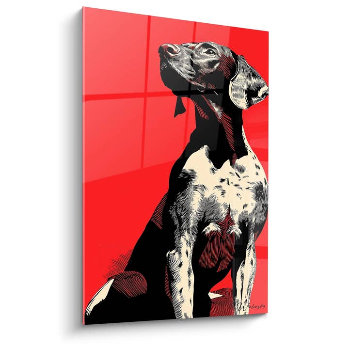 Mesa Perro Sentado en Retrato Rojo Gráfico - Mirada Noble - Edición Braco Alemán para venta al por mayor de Walensky
