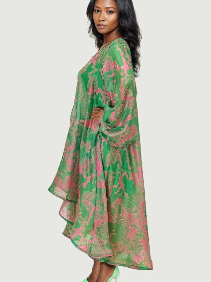 GREEN T8883 HIGH LOW DRESS for wholesale on Faire
