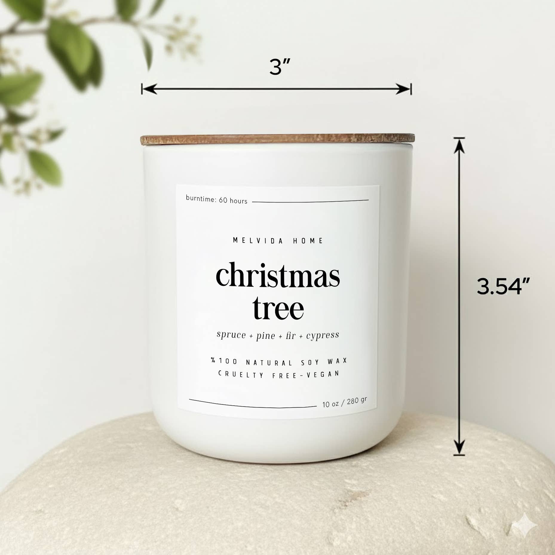 Melvida Home - Wholesale Jar/Filled Candle - Christmas Tree - 10 oz White Glass Soy Candle - Holiday Gift3