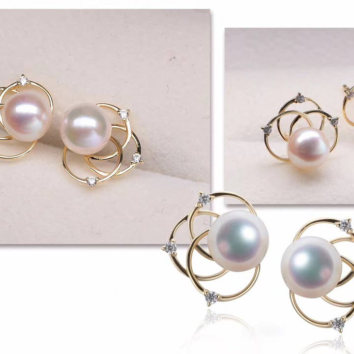 G14K Floral Edison Pearl Earrings for wholesale by Timeless Pearl