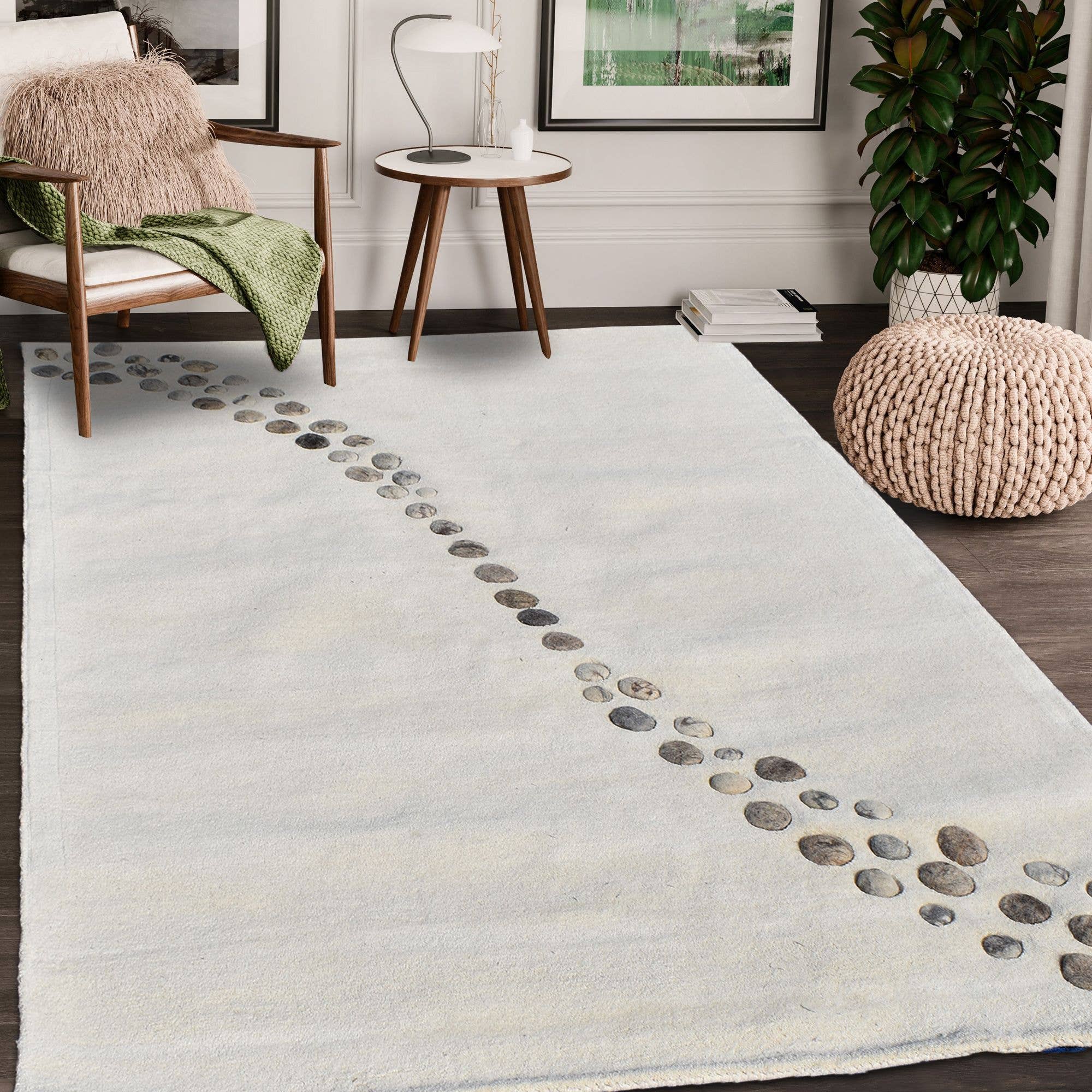 beige NOSTRAL handgetuft wollen vloerkleed voor woonkamer voor groothandel op Faire1