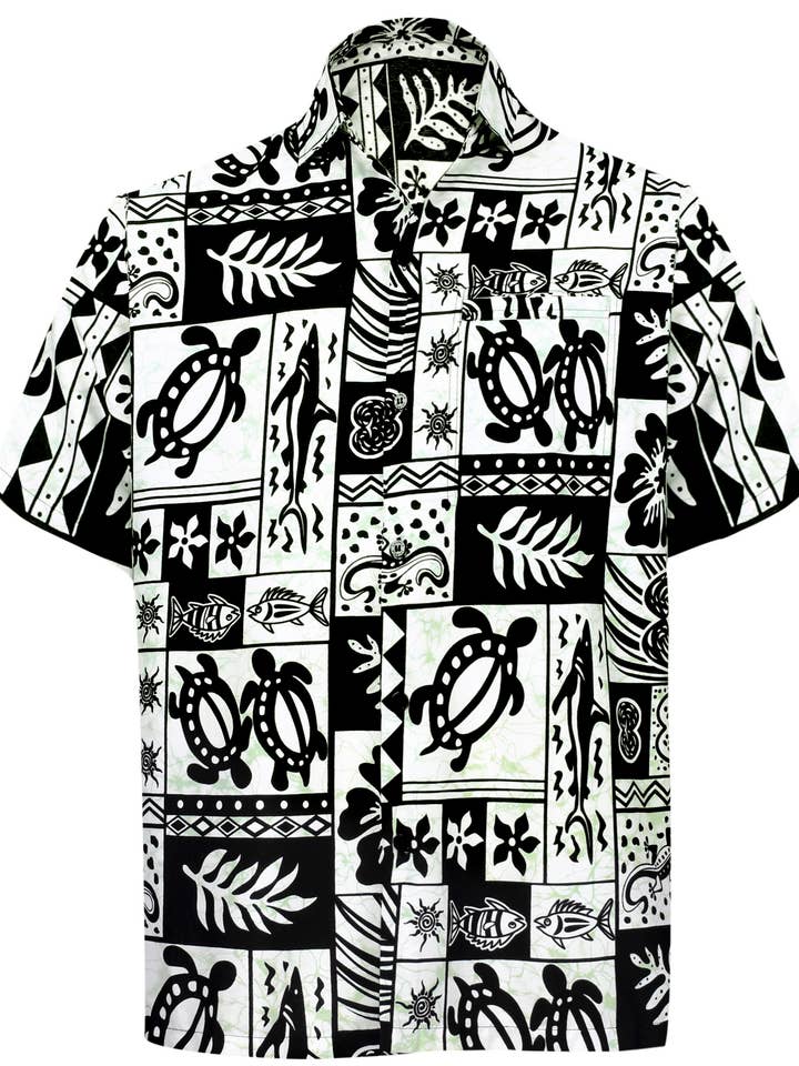 LA LEELA Men's Aloha Hawaiian Shirts XL Black, Aloha Turtle for wholesale by LA LEELA \ HAPPY BAY