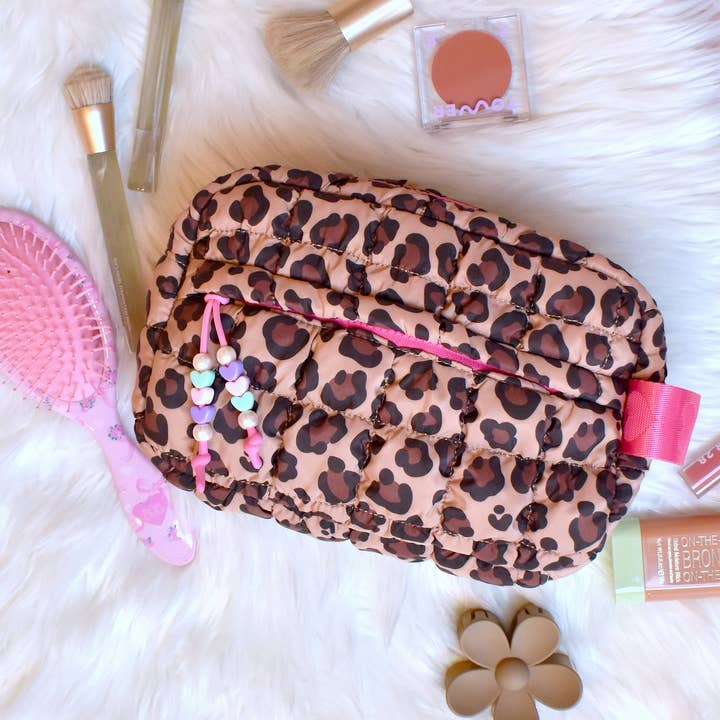 Quilted Scrunchies Leopard Pouch for wholesale by OMG Accessories