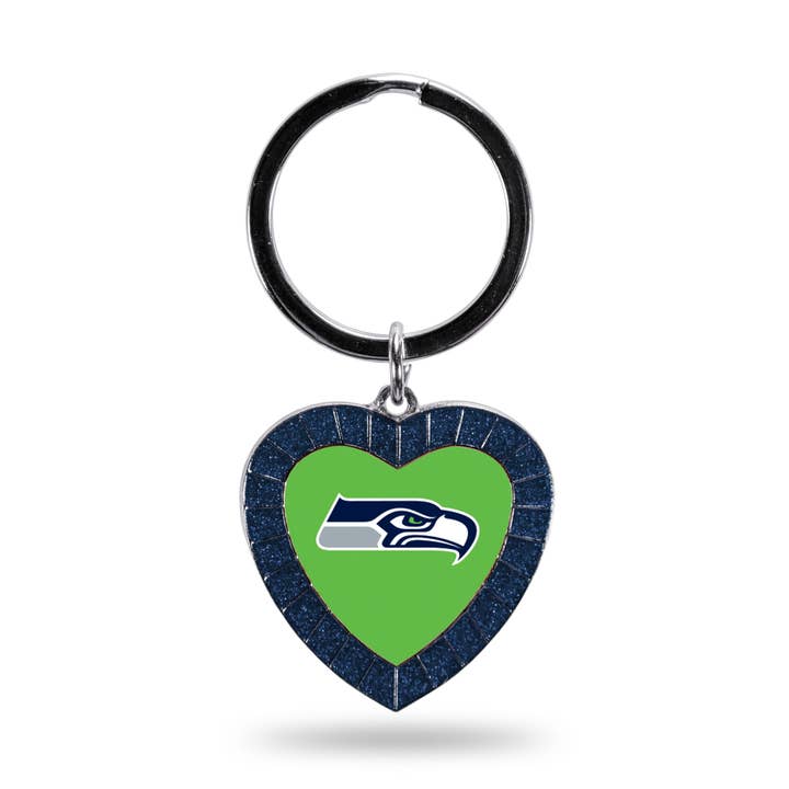 Rico Industries - Wholesale Keychain - Unisex - NFL Seattle Seahawks Navy Colored Rhinestone Heart Keychain0