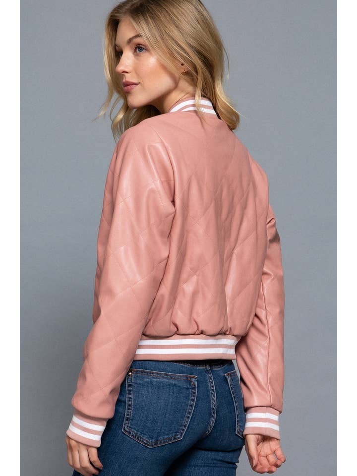 Active Basic | Active USA – Engroshandel Bomberjakke - Dame – Langærmet quiltet bomberjakke i kunstlæder (PU)21