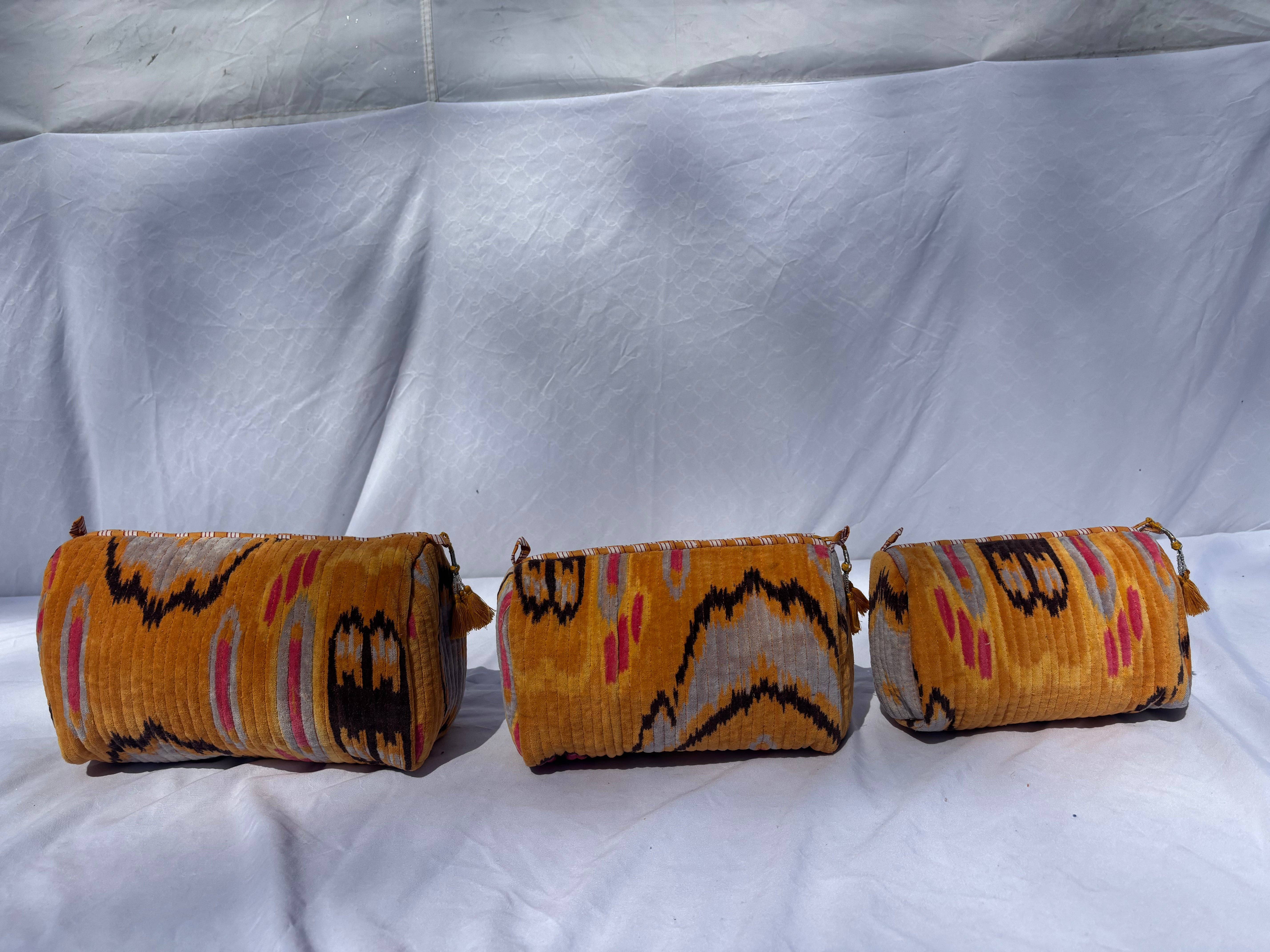 Tibet Handicrafts LLC - Wholesale Travel Set - Orange Velvet 3 Piece Travel Set11