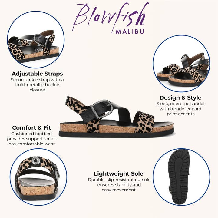 Blowfish Malibu Women's Leopard Brown Footbed Sandals - Lance for wholesale on Faire