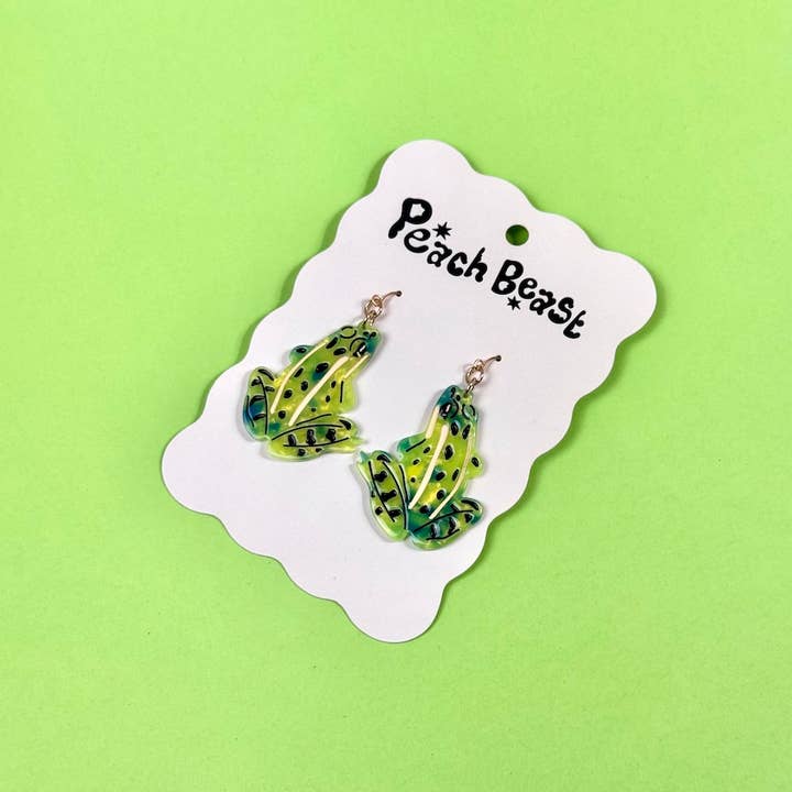 Frog Statement Earrings for wholesale by Peach Beast