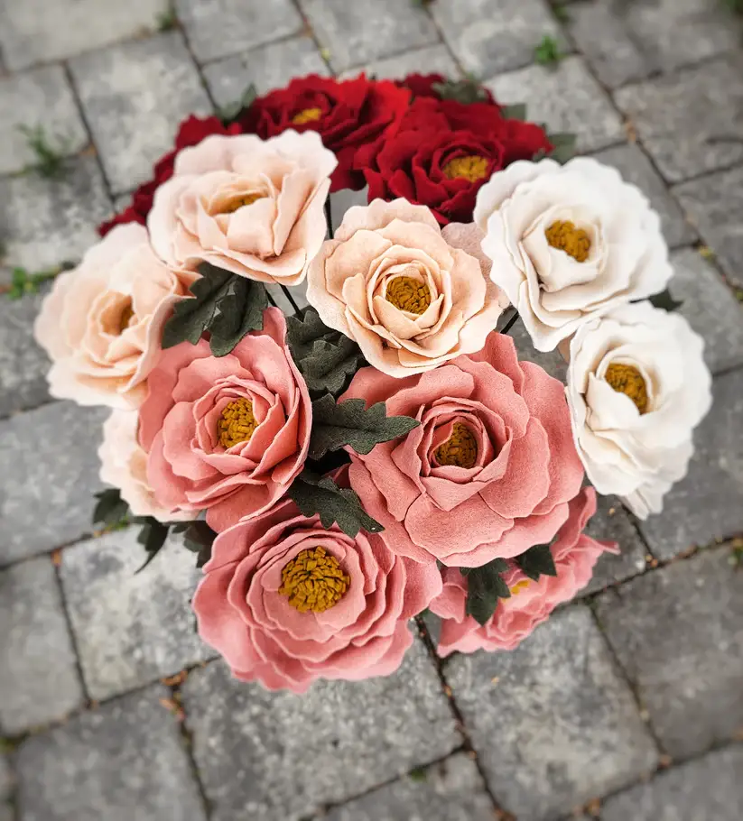 Madymae Felt Florals - Wholesale Artificial Flowers - Felt Peony3