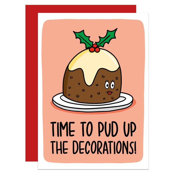Pudding Pun Christmas Tarjeta A6 para venta al por mayor de TeePee Creations