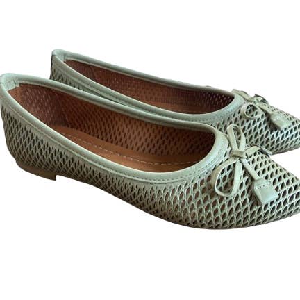 Pointed Pistachio Ballet Flats With Ribbon Detail for wholesale by Begoria