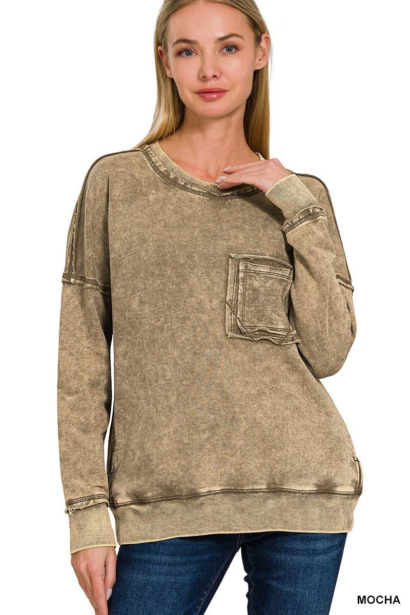 Vanilla Monkey - Wholesale Sweatshirt - Women's - F/terry Washed Raw Edge Front Pocket Pullover13