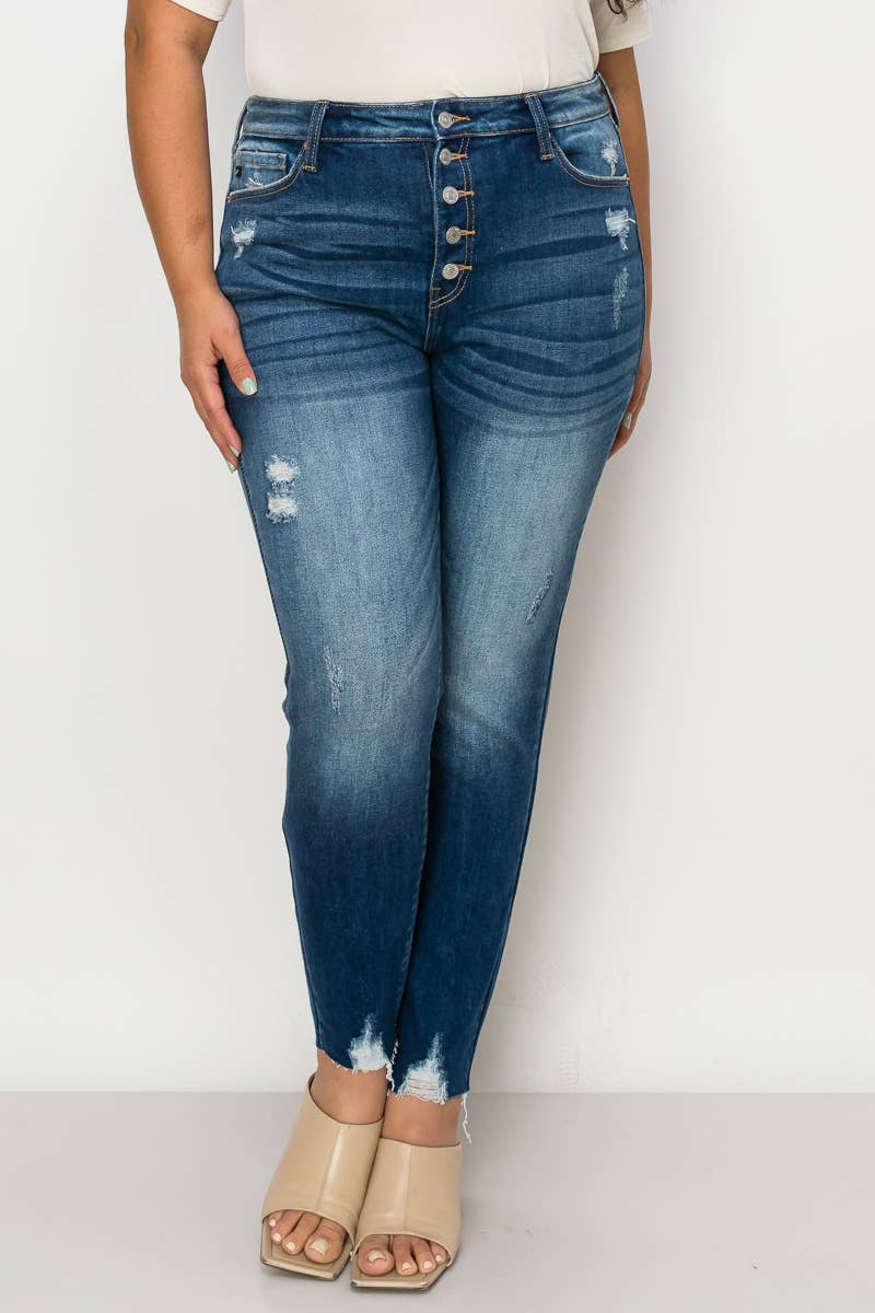 ARTEMIS VINTAGE - Wholesale Jeans - Women's -  PLUS SIZE - HIGH RISE Exposed Button Detail SKINNY JEANS1