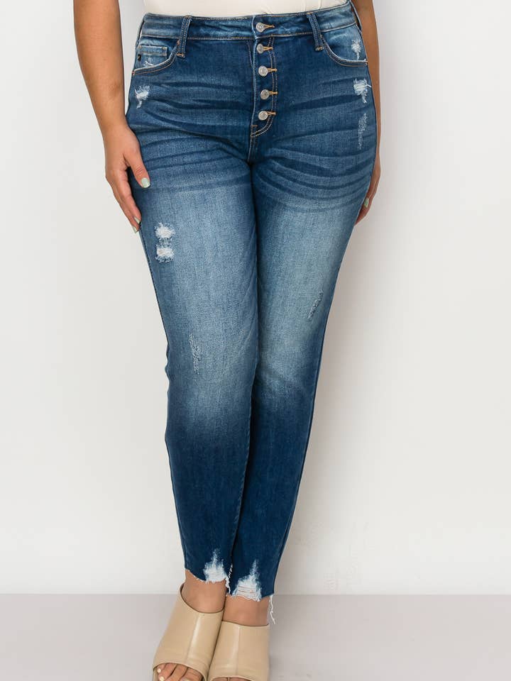 ARTEMIS VINTAGE - Wholesale Jeans - Women's - PLUS SIZE - HIGH RISE Exposed Button Detail SKINNY JEANS1