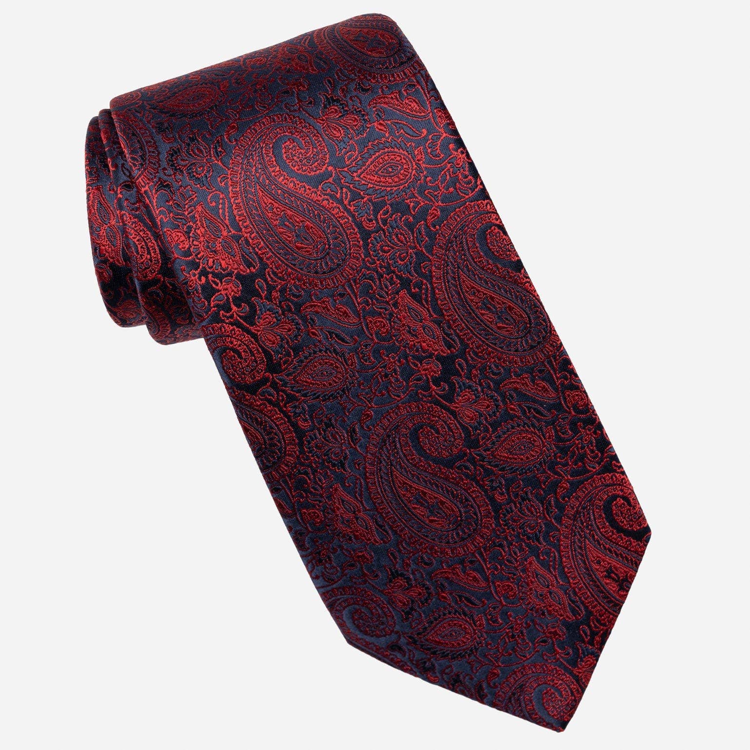 Elizabetta Made in Italy USA – wholesale Necktie – Men’s – Donatello - Silk Jacquard Tie - Ruby Red and Navy2