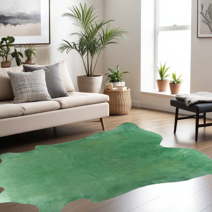 6' x 7' Green Leather Area Rug for wholesale by Greenwestons