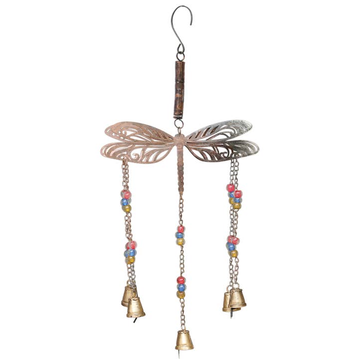 Antique copper gold bells and glass beads - 95376 for wholesale by Sunset Vista Designs