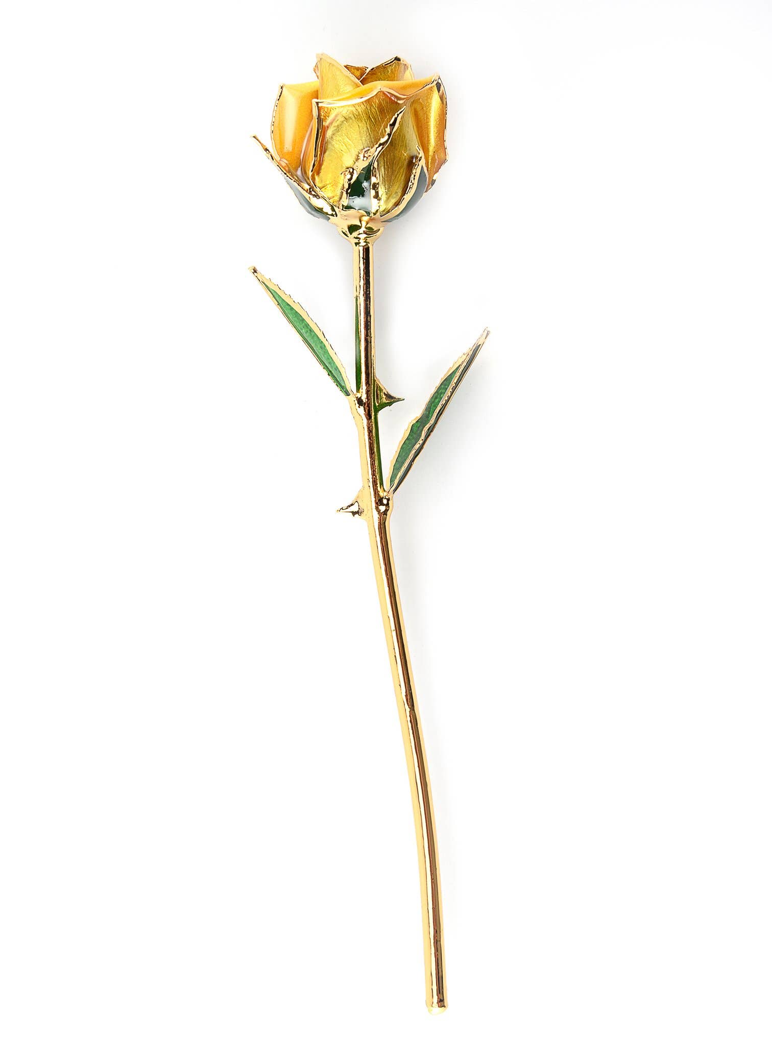 CHAKRA VIEW - Wholesale Artificial Flowers - 24 Karat Gold Dipped Rose Half Bloom - Yellow1