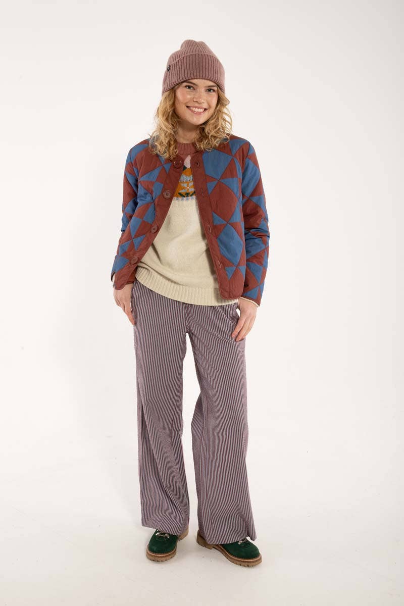 Danefae København - Wholesale Jacket - Women's - Daneland AOP Thermo Jacket Dk Brick/Warm Blue DIAMETRIC5